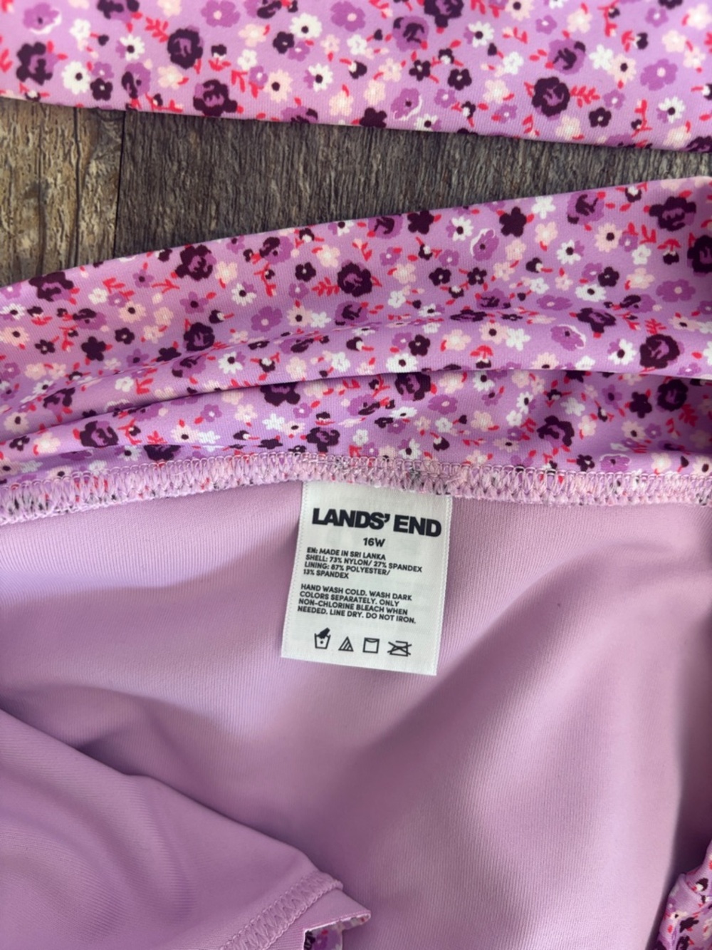 Lands' End Pink Floral Tankini with High Waist Bottoms - Picture 4 of 4